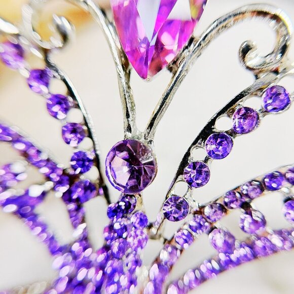 Purple Masquerade Ball Mask, Wedding Mask, Lavender Crystal Mask, Silver Mask - Picture 8 of 9